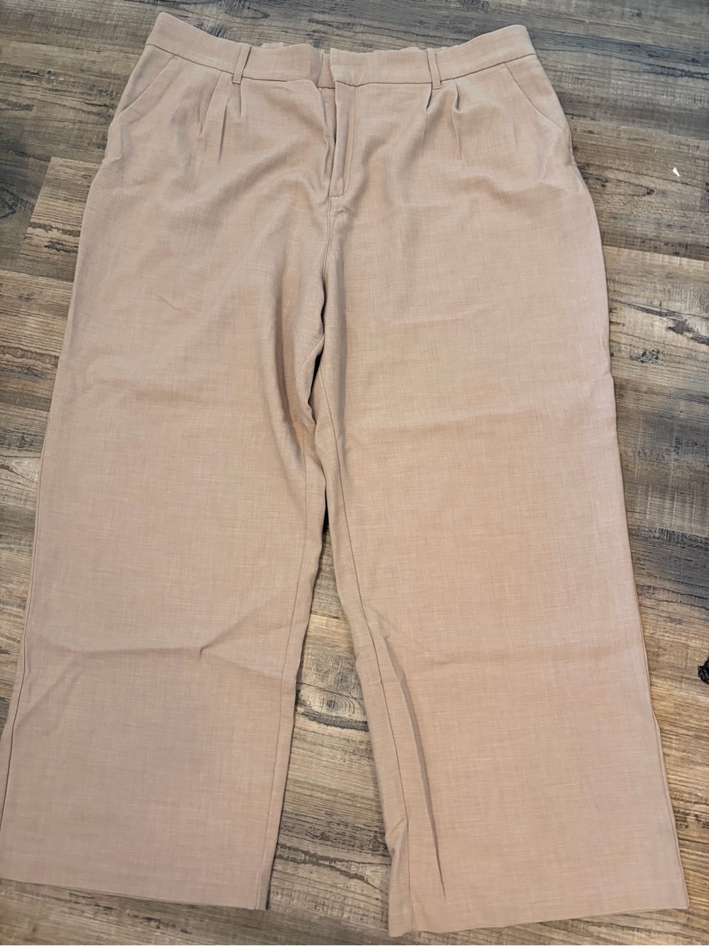 Abercrombie & Fitch Light Beige Pleated Wide-Leg Pants